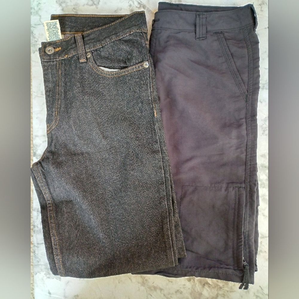 Faded Glory Relaxed Jeans & Black Nylon Cargo Shorts Size 14 Husky